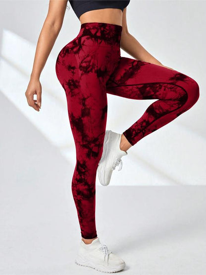 6 Pack Tie Dye Print High Waisted Workout Leggings for Women Scrunch Rear Lifting High Waist Tummy Control Yoga Athletic Wear